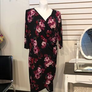 Lane Bryant Floral Dress - Black and Pink